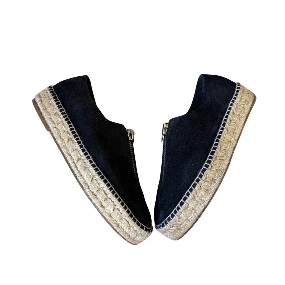 Alexander Wang Espadrille‎ Flats Shoes Devon Black Suede Zip Front 39